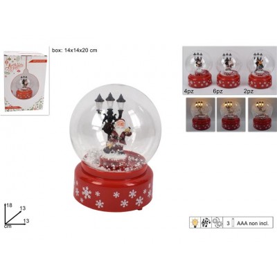 SFERA PP. C/BASE 13CM C/SOGGETTI NATALE, LUCE, MOV. E NEVE 3ASS
