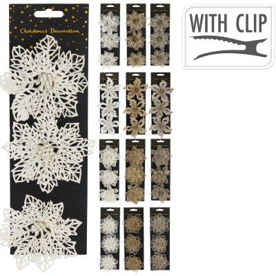 FIORI GLITTER C/CLIP 12CM 3PZ
