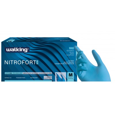 GUANTI NITRILE AZZ 100PZ NITROFORT 7gr X ALIMENTI