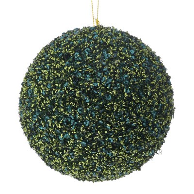 PALLA NATALIZIA D.12CM C/CORALLINI E FILO ADDOBBO ARRICCIATO