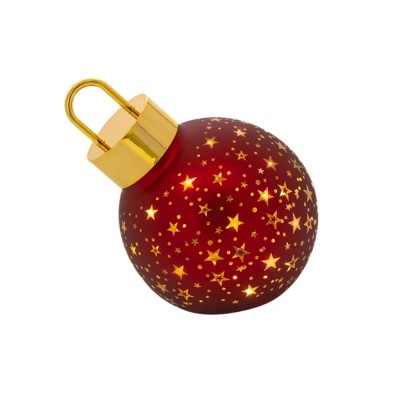 SFERA VETRO NATALIZIA D.12CM C/LUCE E STELLINE