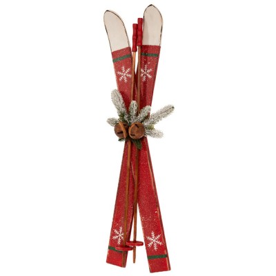 SCI LEGNO DIPINTO 29X9X75CM C/RACCHETTE, VERDE E CAMPANELLINI