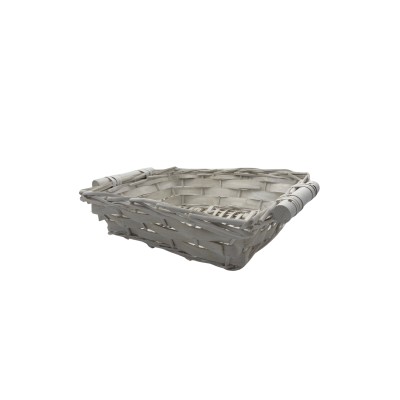 CESTO 31X26X8H RETT. VIMINI BCO C/MANIGLIE