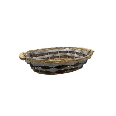 CESTO VIMINI OVALE 49/46X36X12 NAT/ARGENTO
