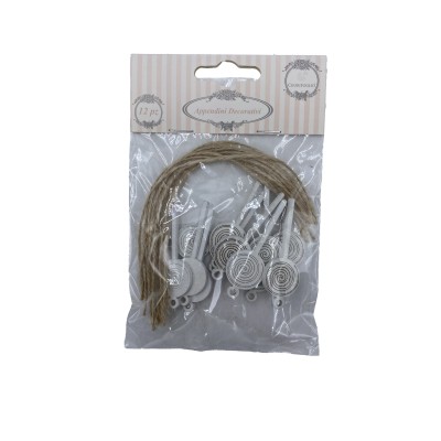 APPLICAZIONE LEGNO 12PZ. C/STRING JUTA