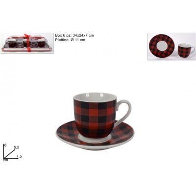 TAZZINE CAFFE' C/PIATTINO 6PZ. DIS. FLOREALE
